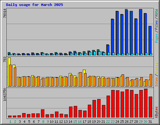 Daily usage for March 2025